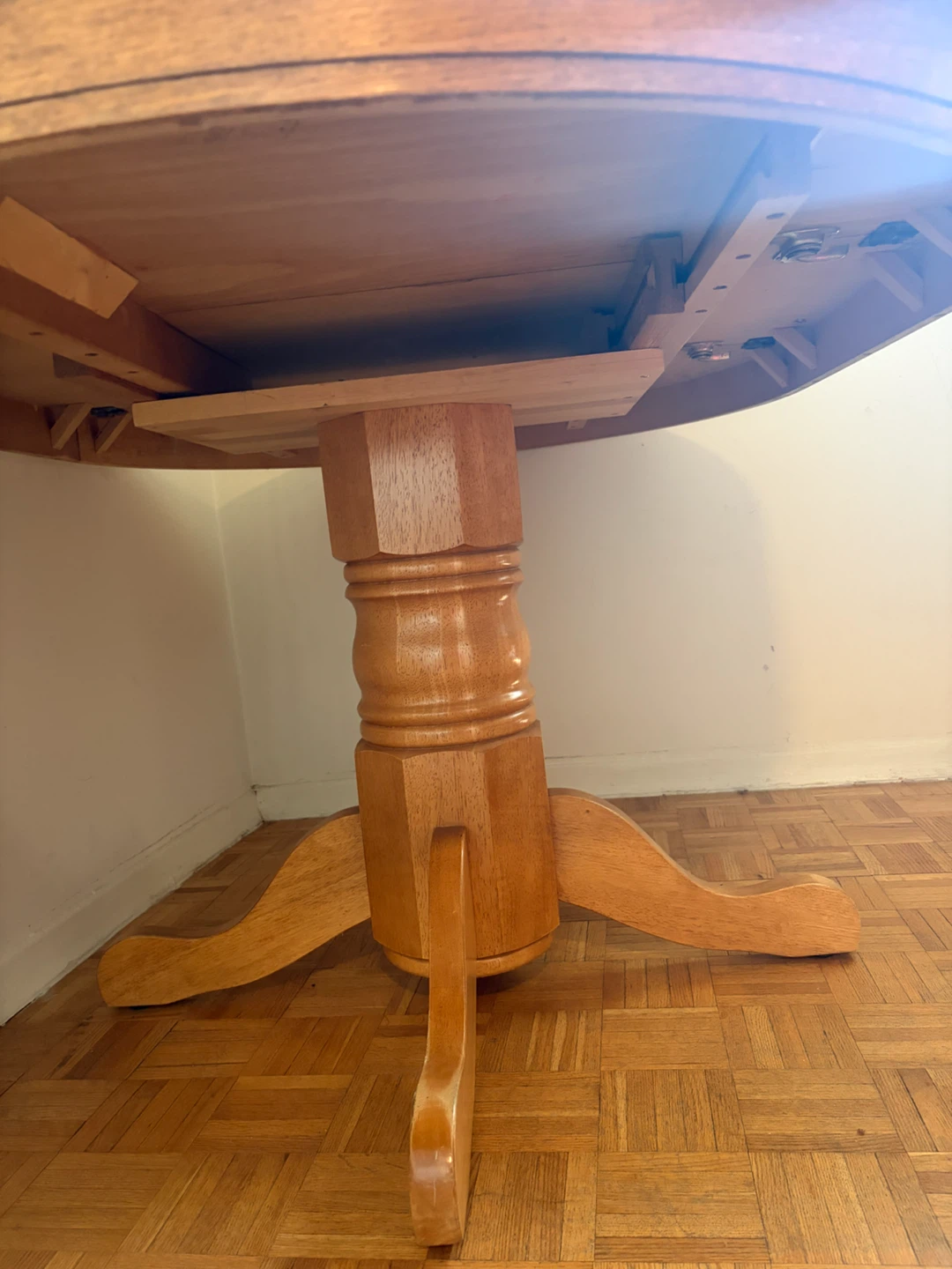 Oak Pedestal Dining Table with Extension - photo 3