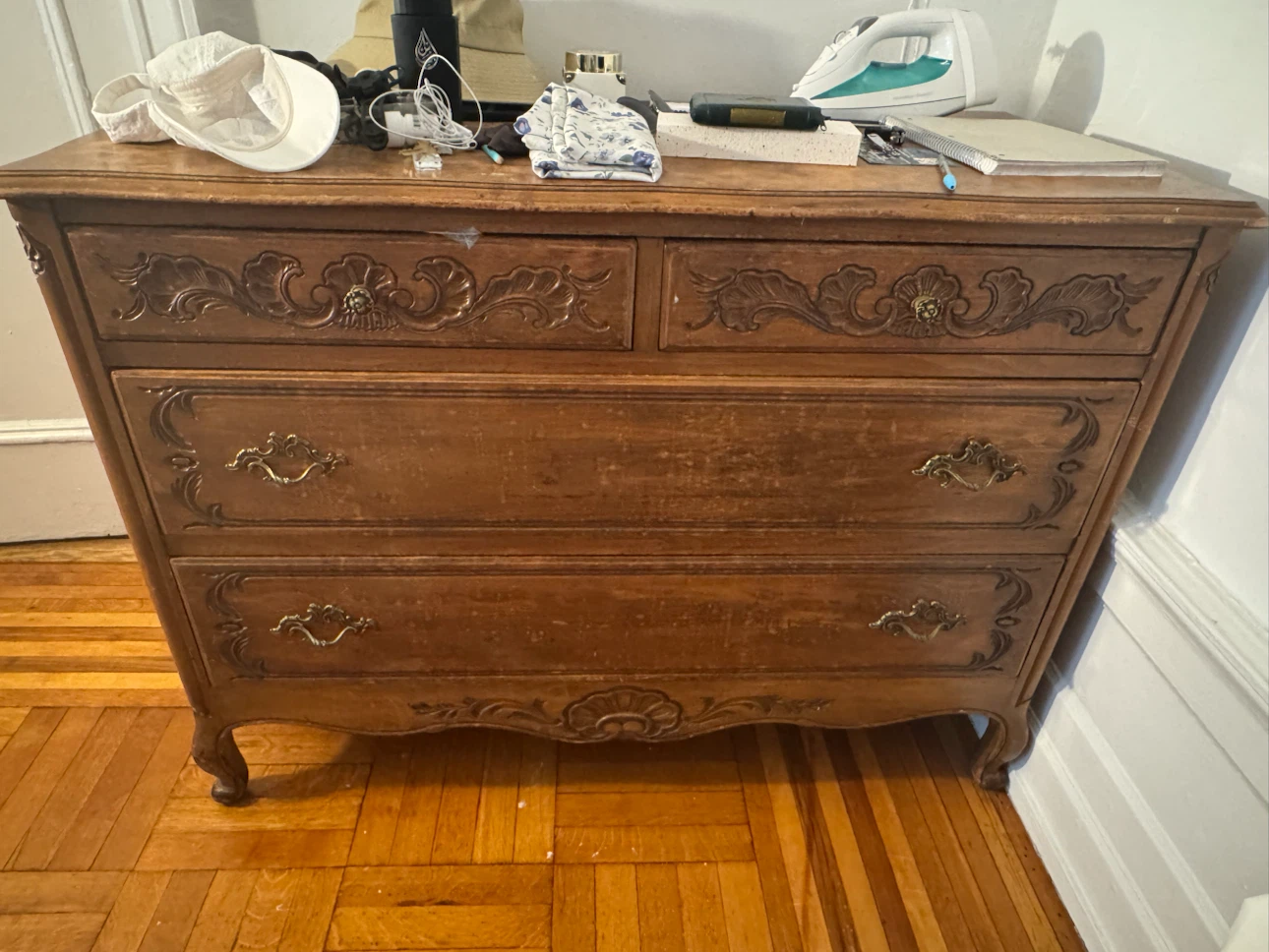 Vintage Carved Wood Dresser