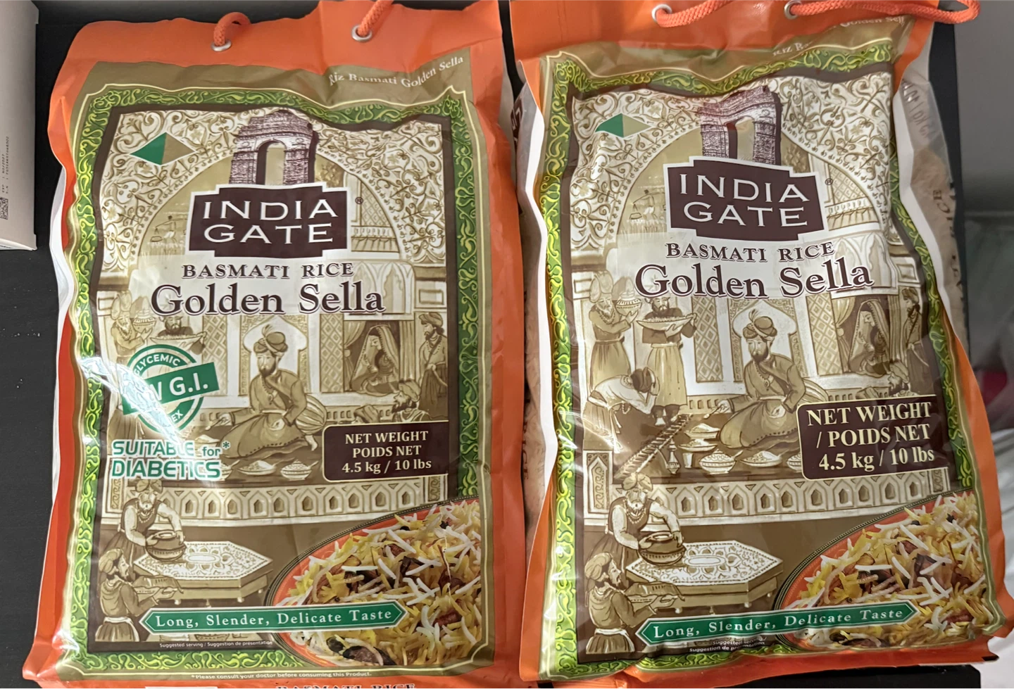 India Gate Basmati Rice Golden Sella 4.5 kg (2 bags)