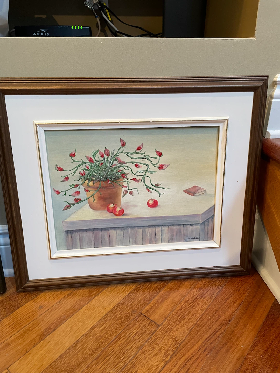 Framed Painting of Flowers and Apples