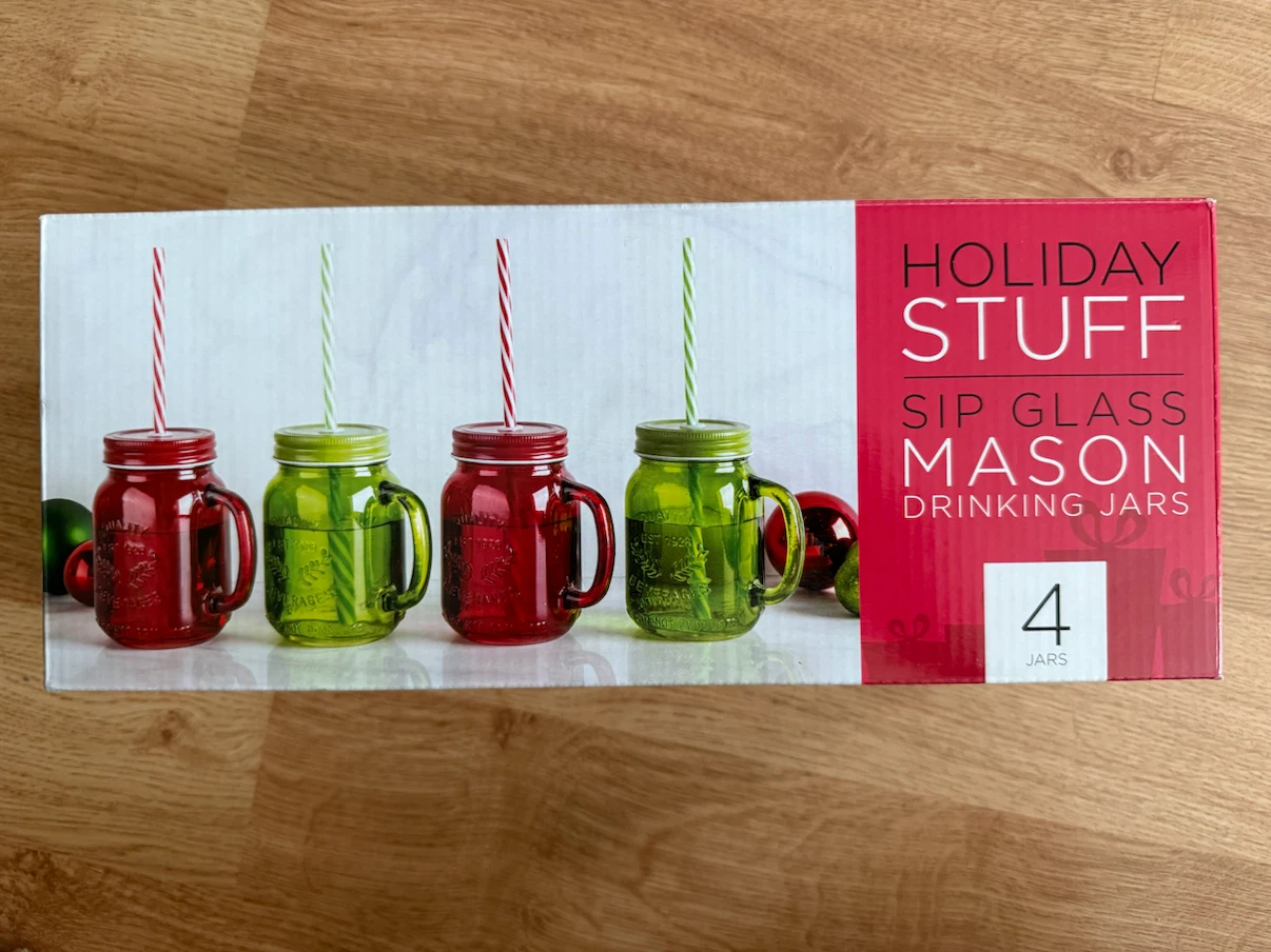 Holiday Stuff Sip Glass Mason Drinking Jars (Set of 4)