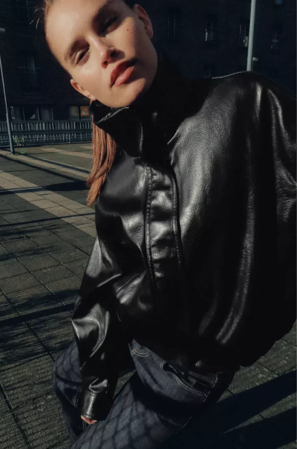 Zara Black Faux Leather Bomber Jacket - photo 3