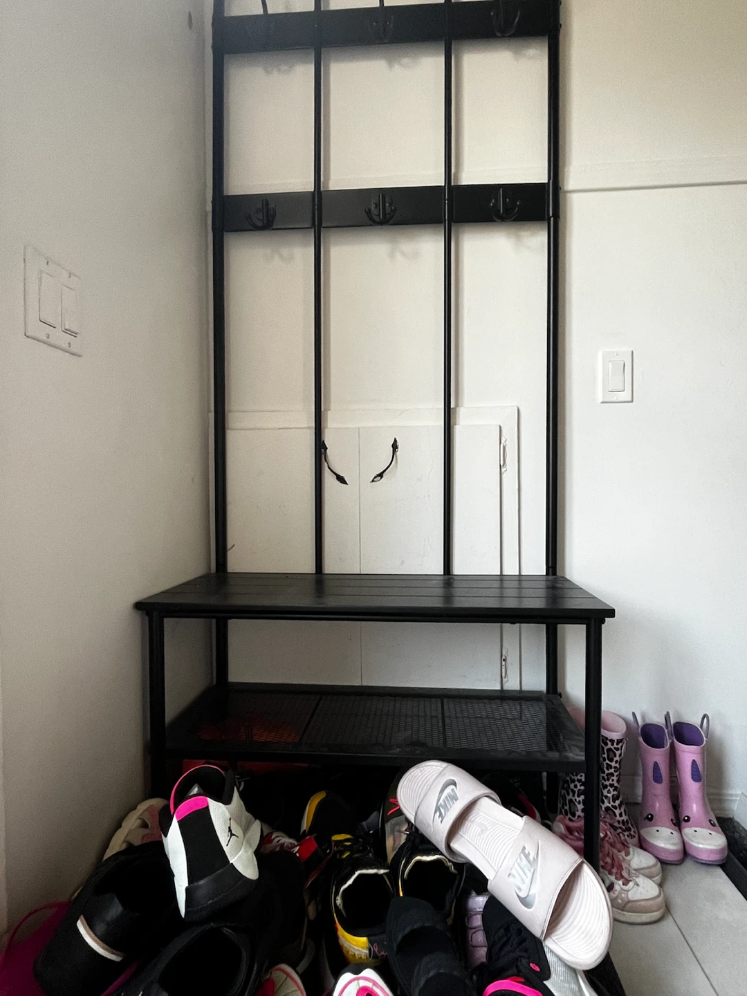 Black Hall Tree with Bench and Shoe Rack - photo 2