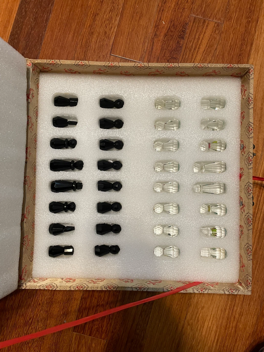 Crystal and Black Chess Set with Board