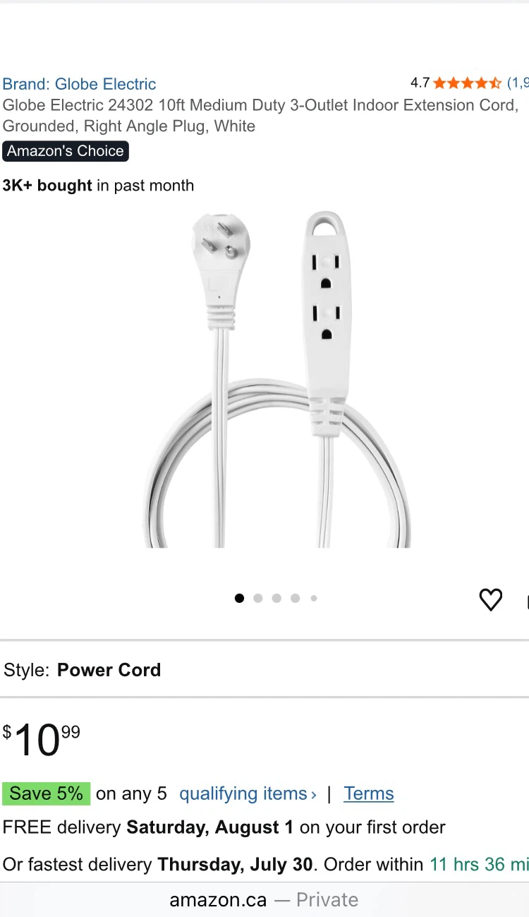 Globe Electric 10ft 3-Outlet Extension Cord - photo 5