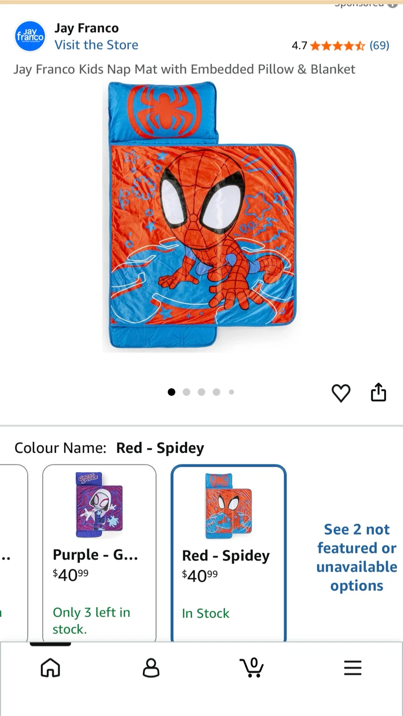 Jay Franco Kids Nap Mat- Red Spidey