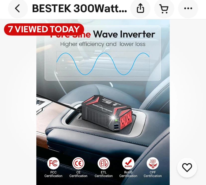BESTEK 300W Pure Sine Wave Power Inverter - photo 2