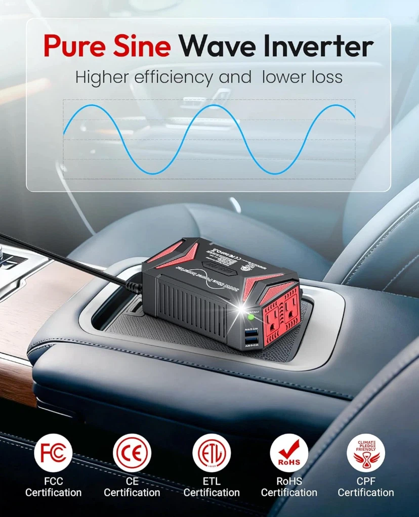 BESTEK 300W Pure Sine Wave Power Inverter - photo 3