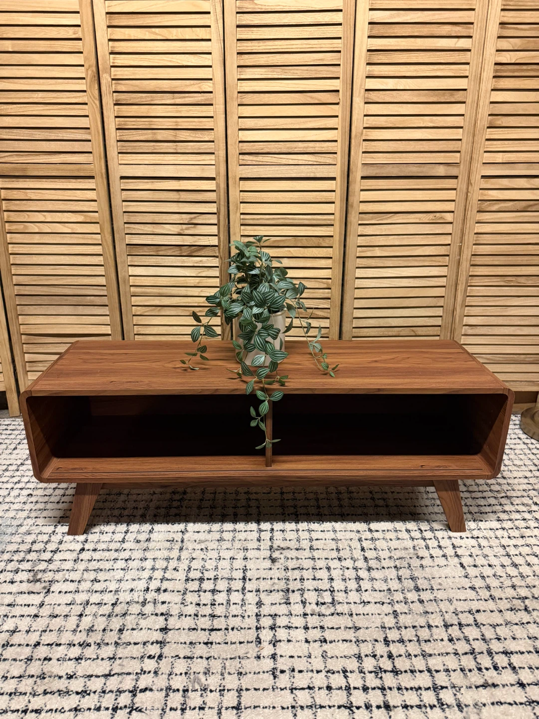 Mid-Century Modern Wood Media Console Table