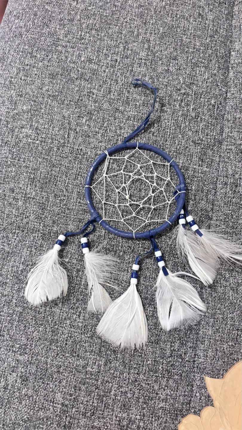 Blue and White Dream Catcher with Feathers