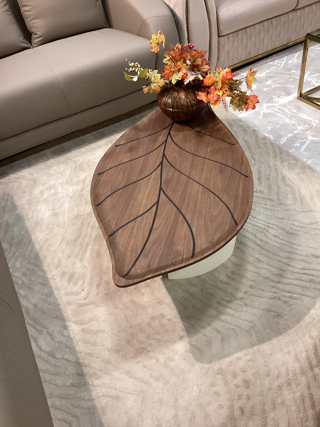 Leaf Shaped Wood Coffee Table