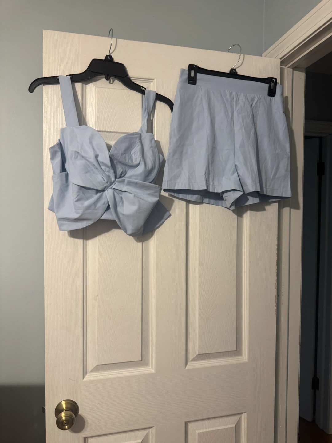 CHICM Blue Bow Top & Shorts Set - Medium
