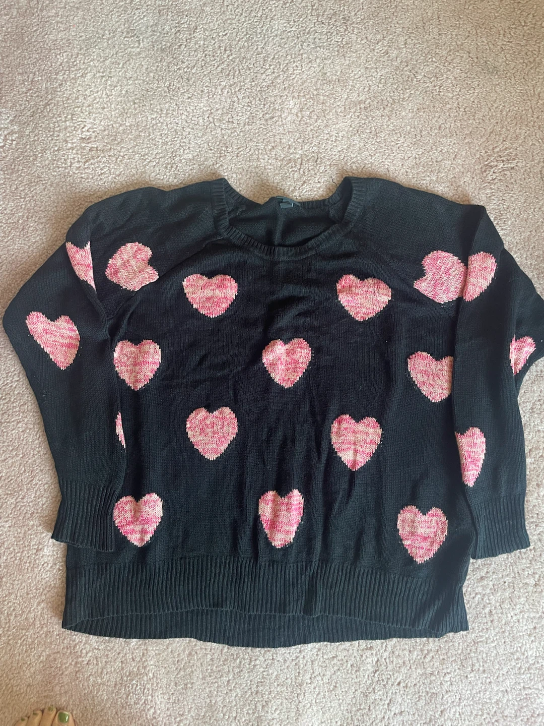 Torrid Black Sweater with Pink Hearts