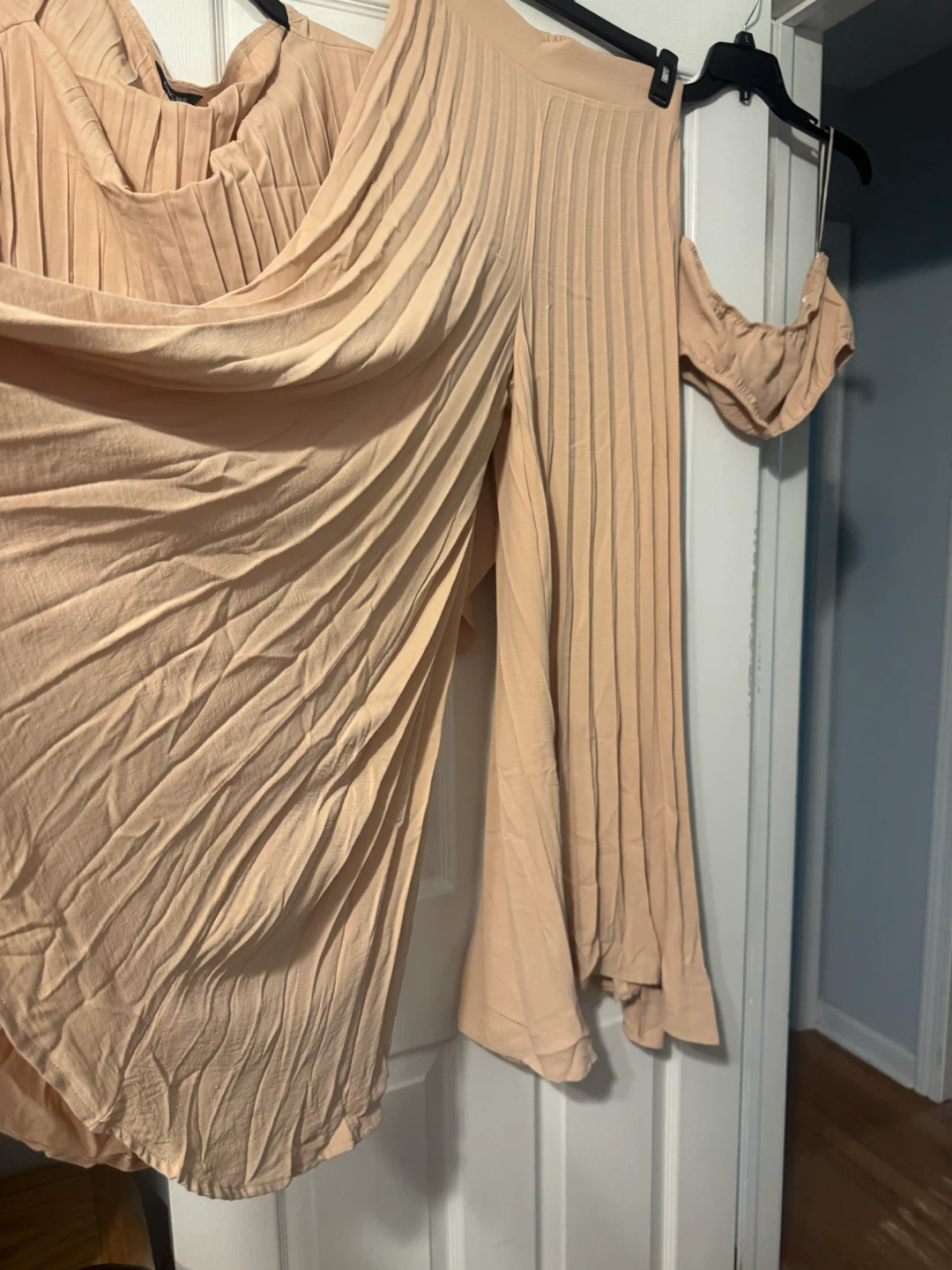 Peach Pleated Wide Leg Pants Set - Size M - photo 3