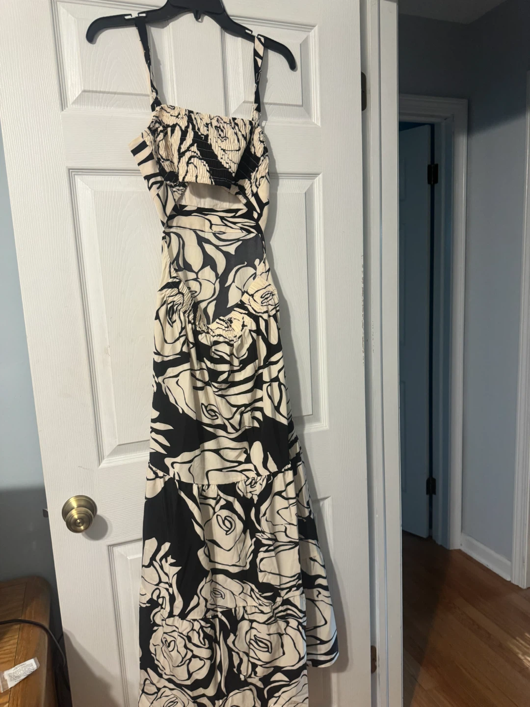 Maxi Dress Black and White Floral Pattern
