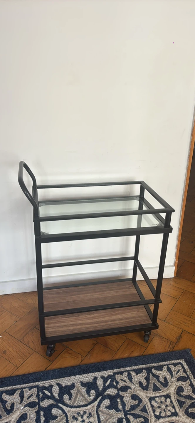 Rolling Bar Cart with Glass Shelves