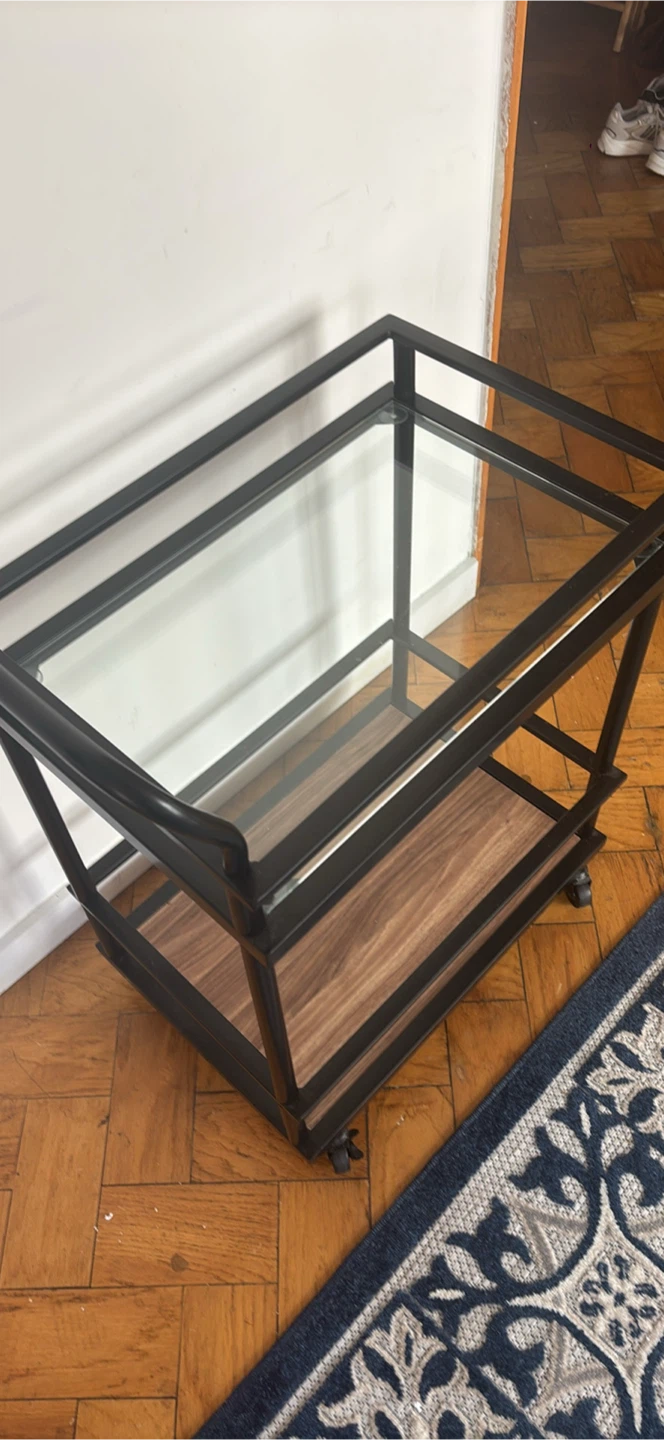 Rolling Bar Cart with Glass Shelves - photo 2