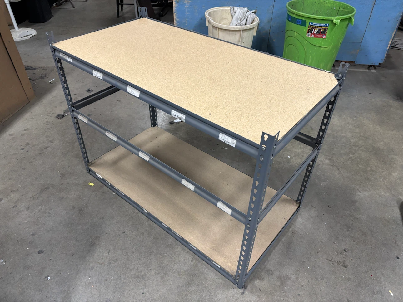 2-Tier Metal Shelving Unit with Wood Composite Shelves