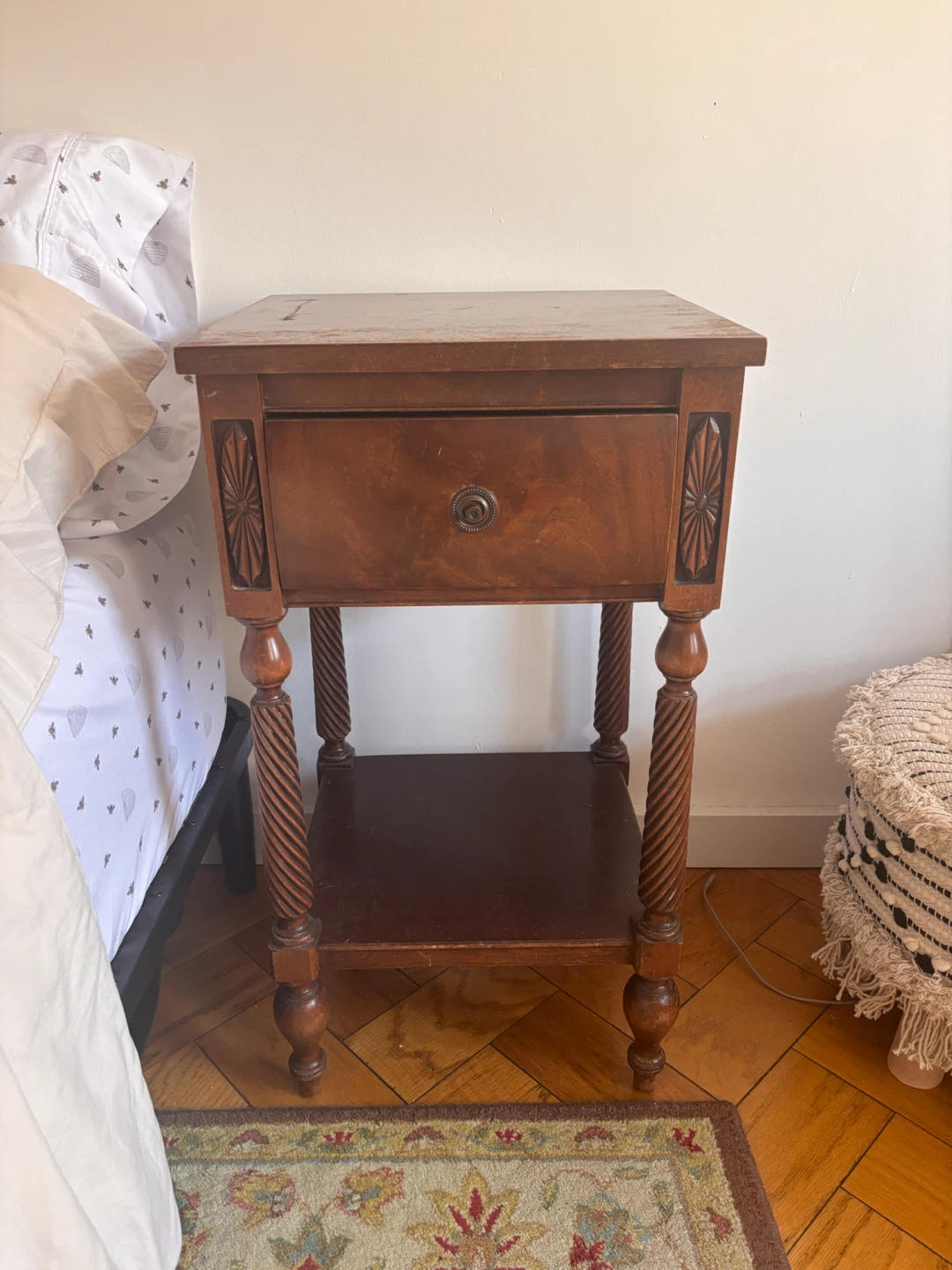 Wood Nightstand with Spacious Drawer