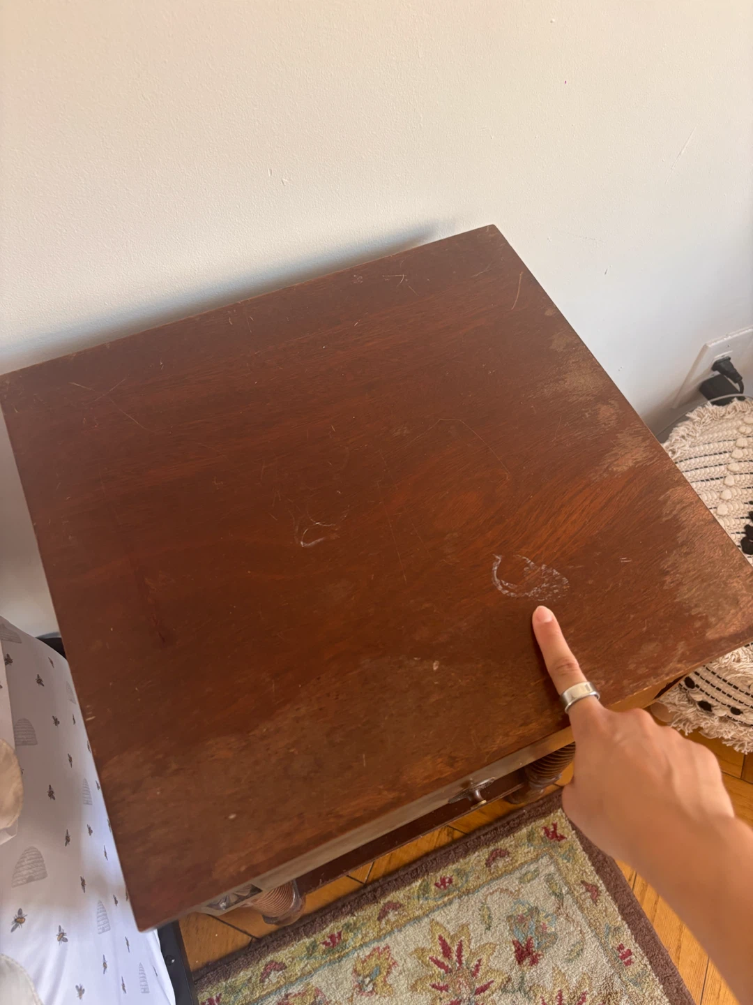 Wood Nightstand with Spacious Drawer - photo 2