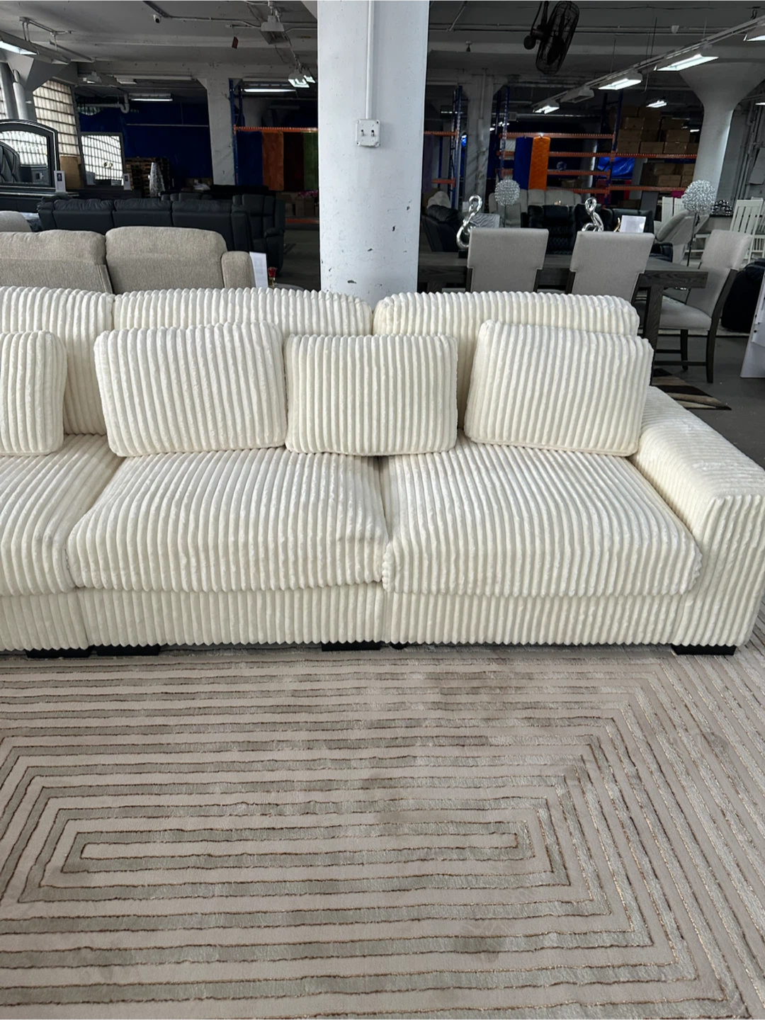 Cream Corduroy Sectional Sofa - photo 3