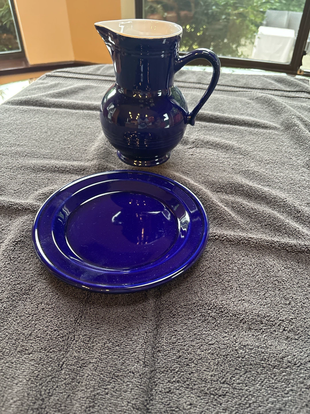 Blue Pitcher with Saucer and Decorative Tray with Bowl - photo 2
