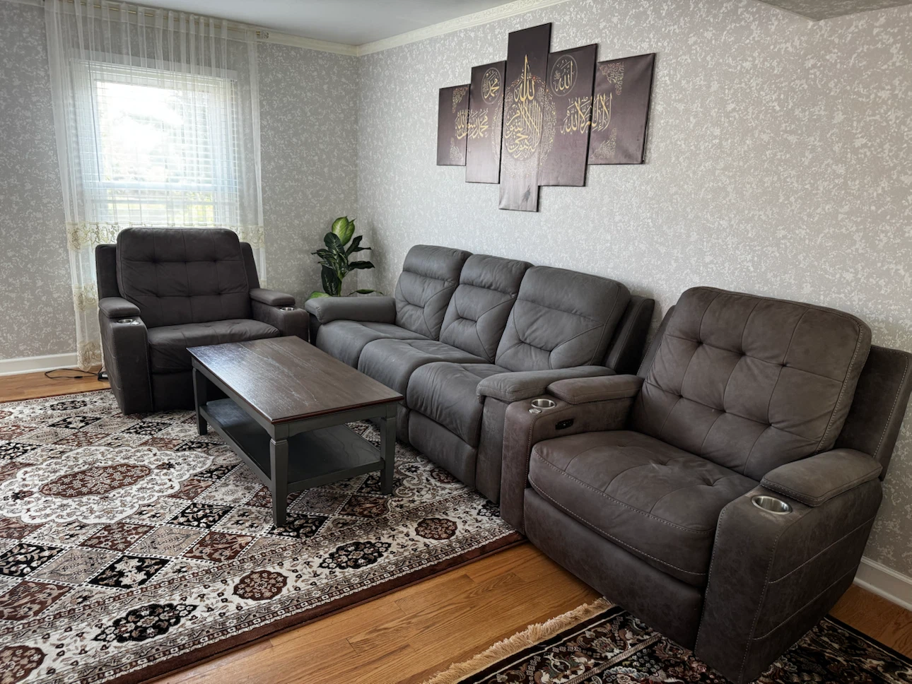 Dark Gray Power Reclining Sofa with 2 Matching Chairs