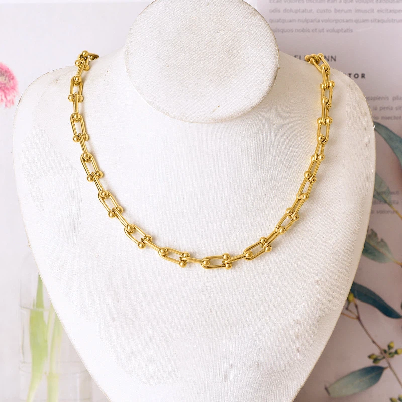 Gold Tone Link Bracelet and Necklace Set