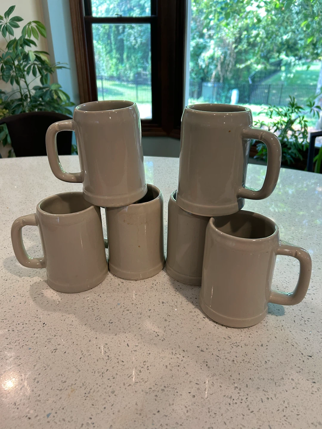 Set of 6 Grey Ceramic Mugs