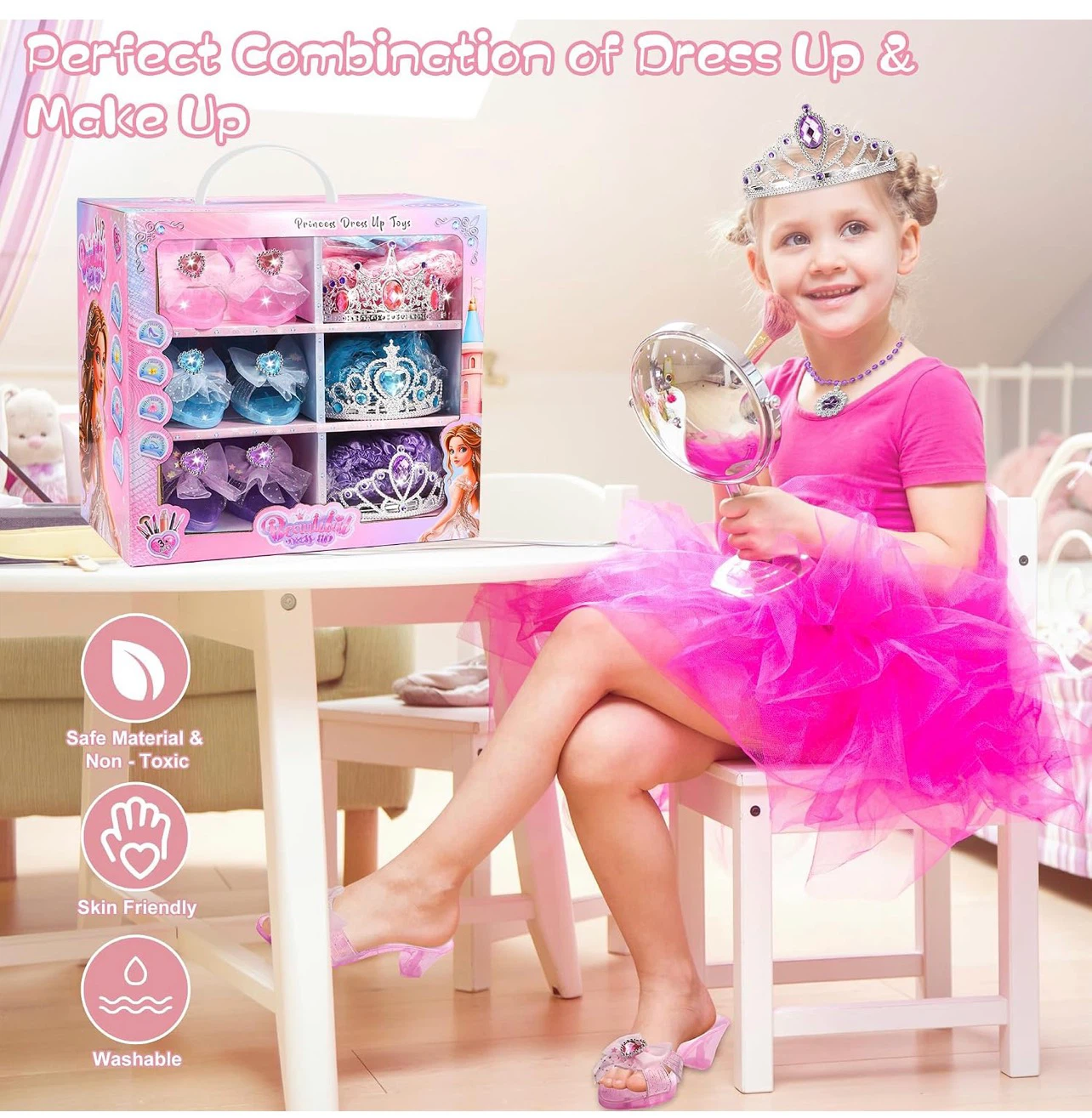 Princess Dress Up Trunk with Tutu, Crowns, Jewelry & Shoes - photo 5