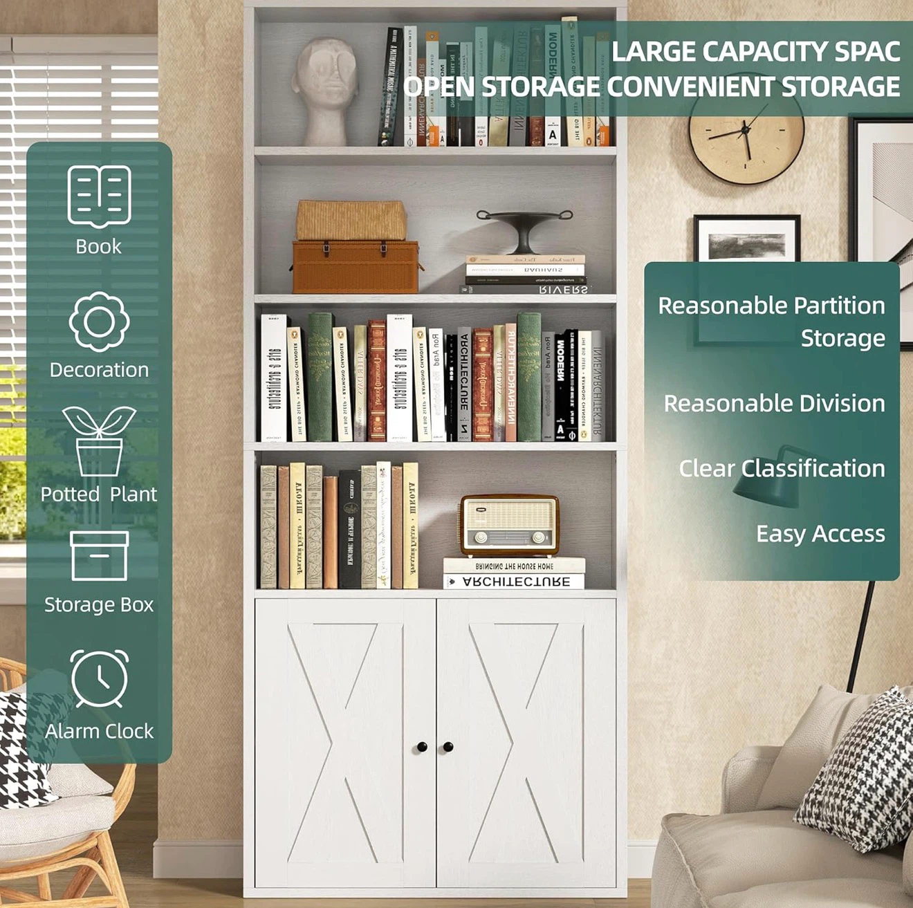 White Bookcase with Doors