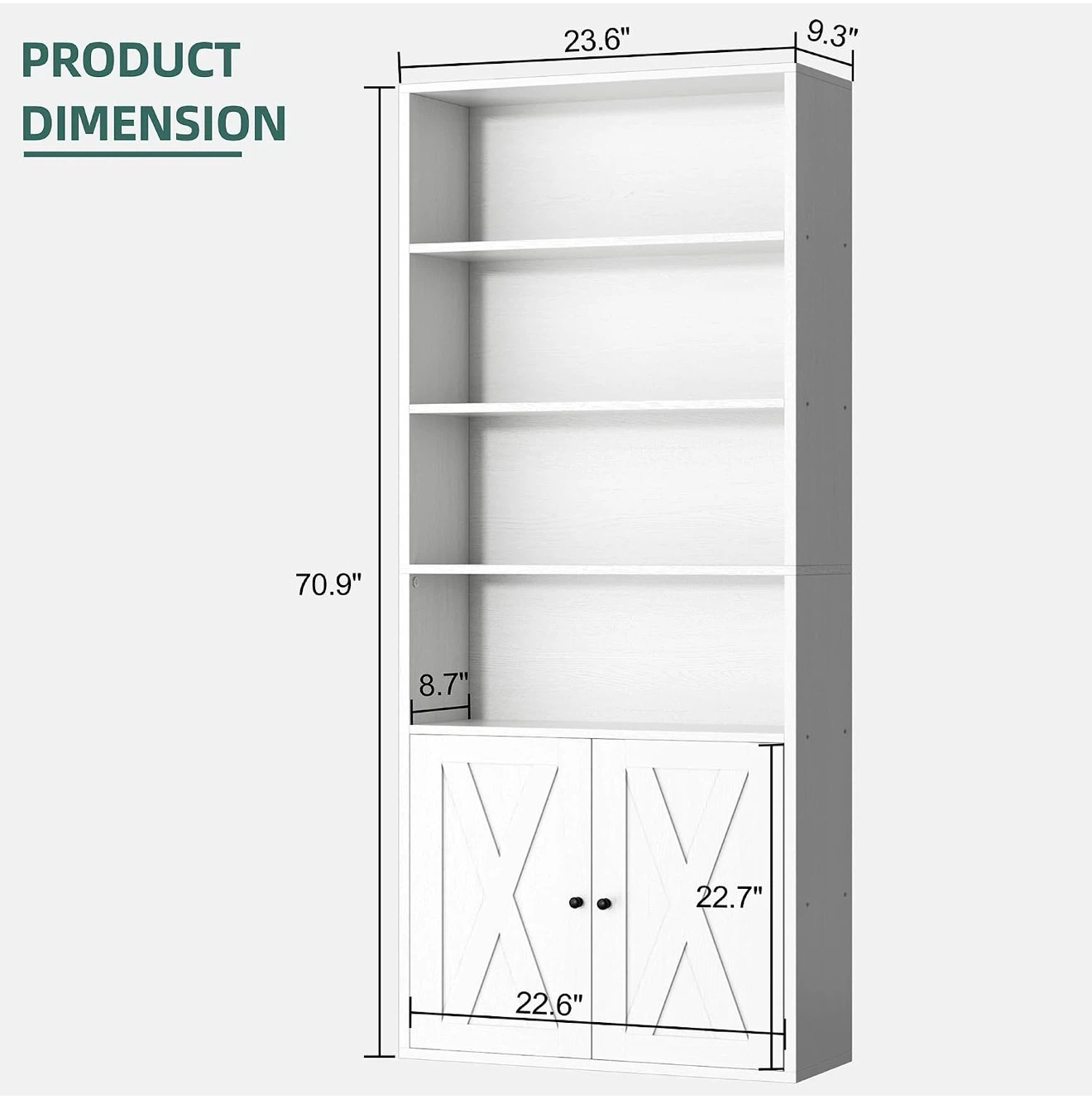 White Bookcase with Doors - photo 2