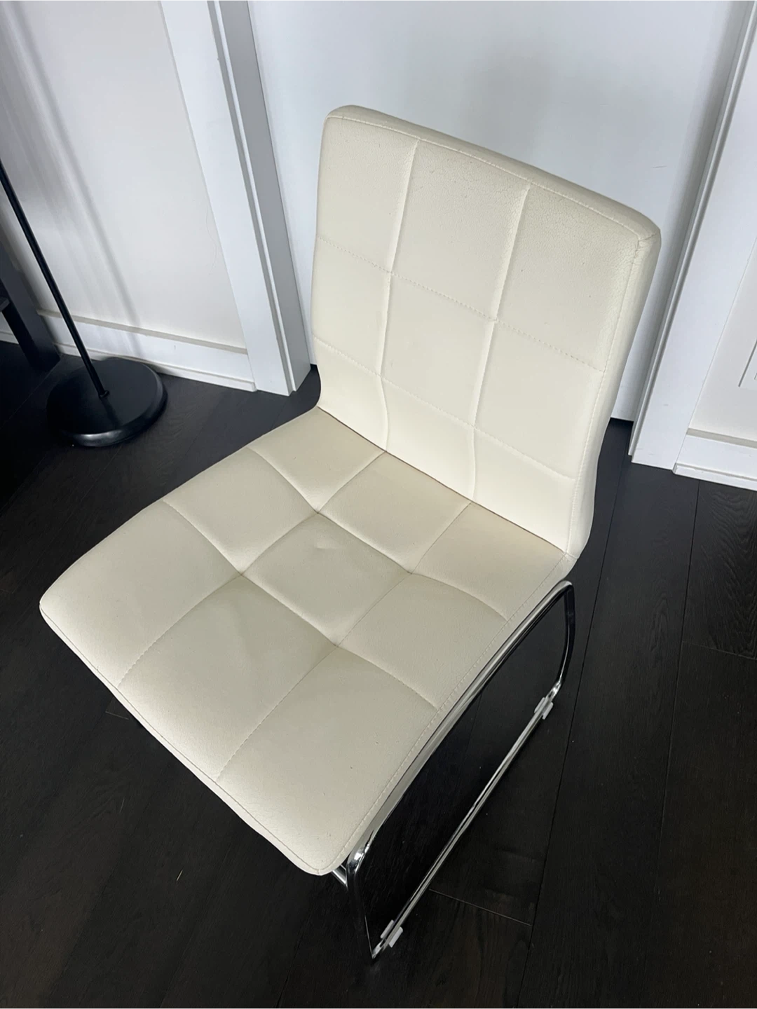 Cream Faux Leather Dining Chair