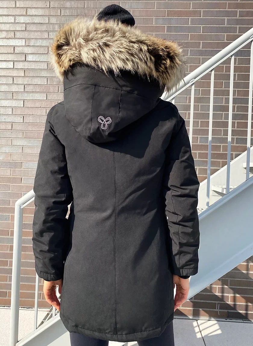 Navy Winter Parka with Fur Hood