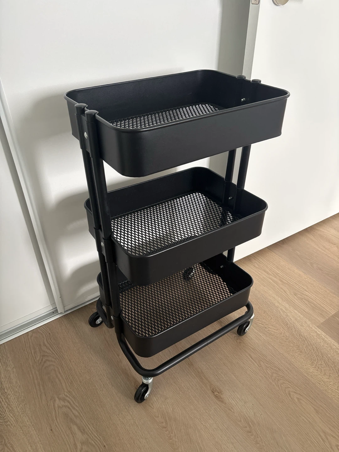 Black 3-Tier Rolling Cart