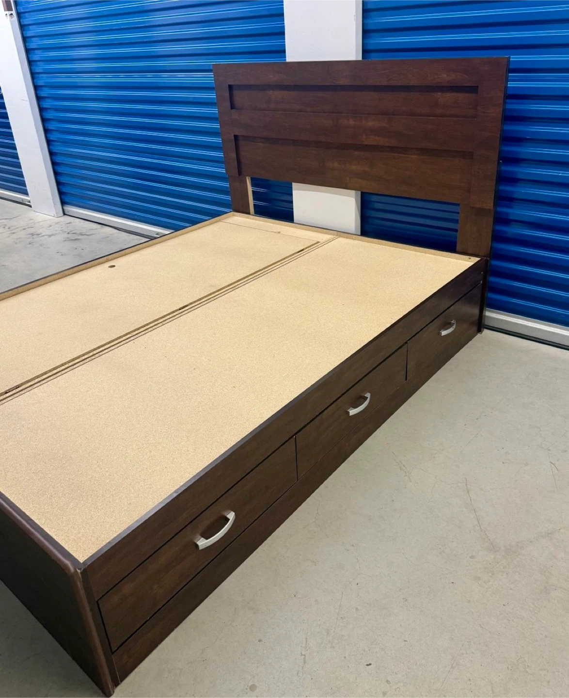 Dark Wood Queen Storage Bed Frame with Headboard - photo 2