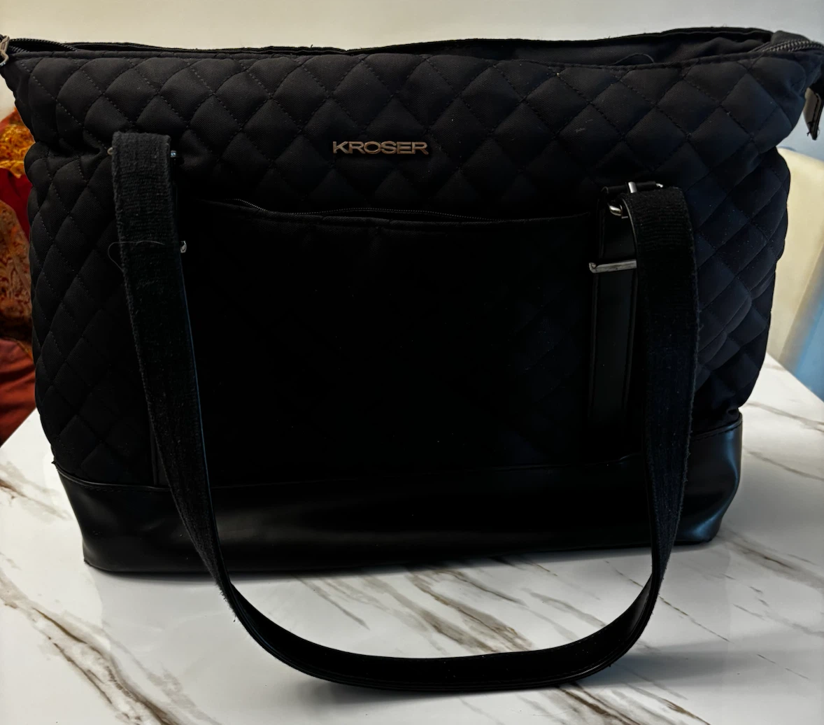 Kroser Black Quilted Tote Bag