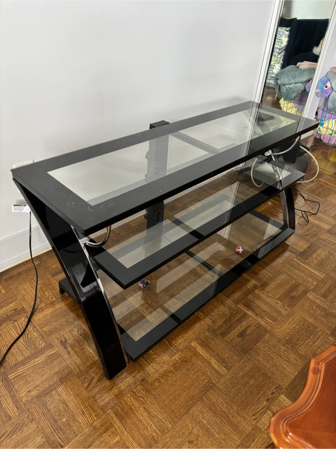Black Glass TV Stand - photo 2