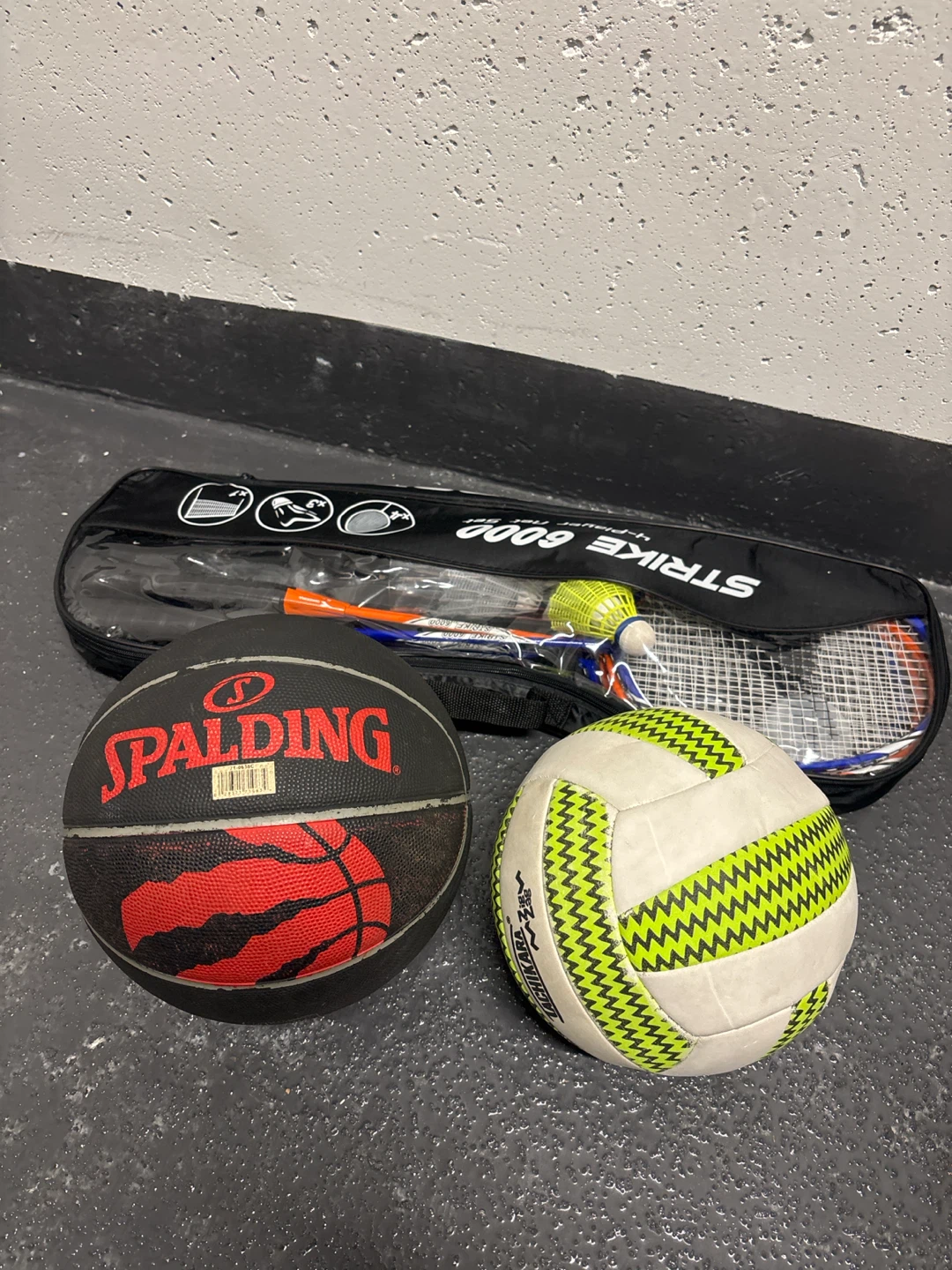 Spalding Basketball, Volleyball, and Badminton Set