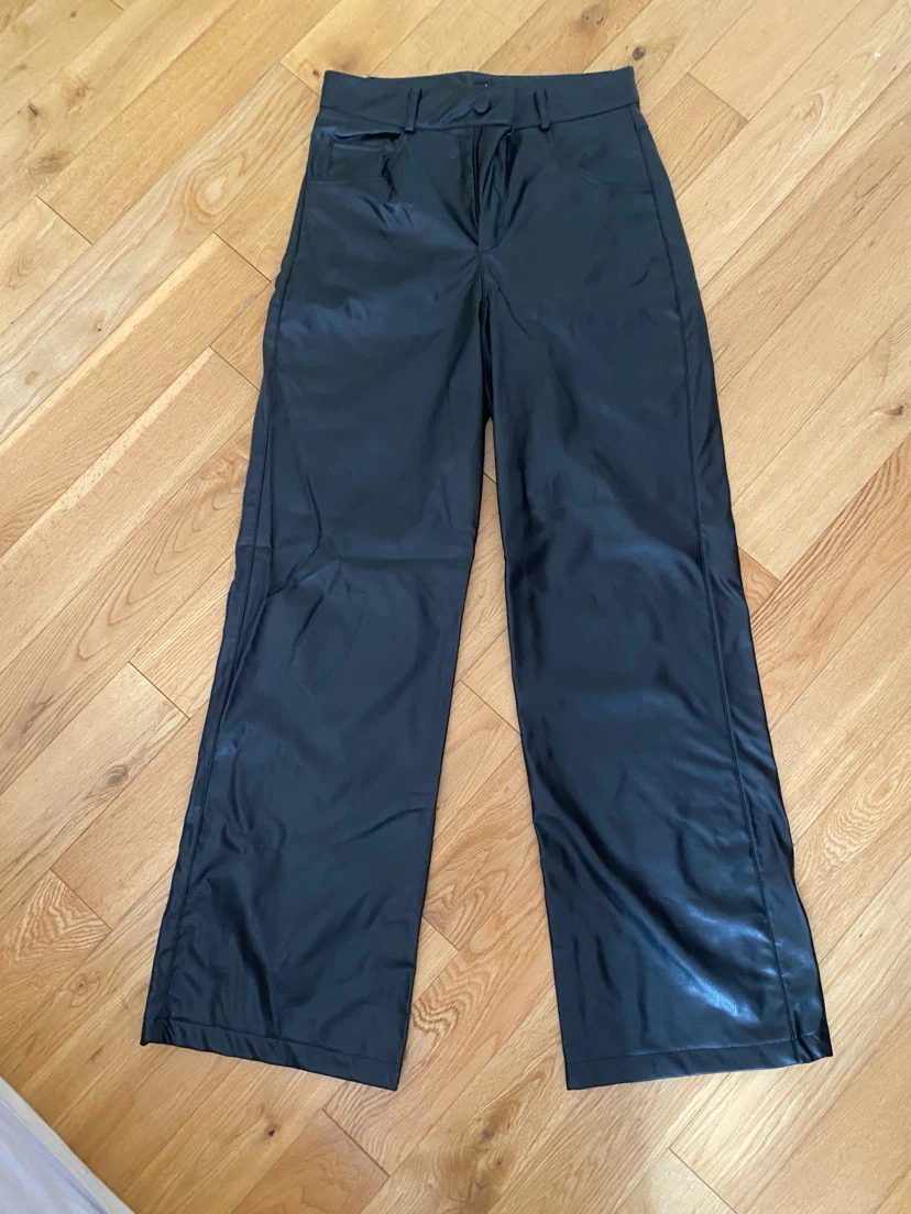 Faux Leather Wide Leg Pants