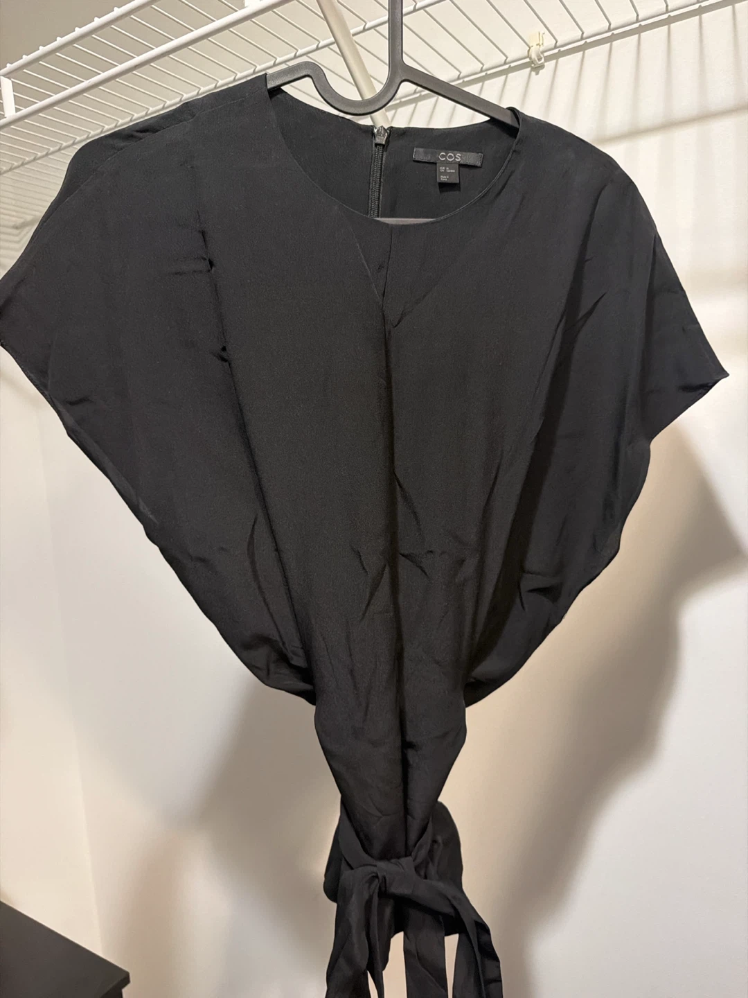 COS 100% Silk Black Wrap Around Shirt