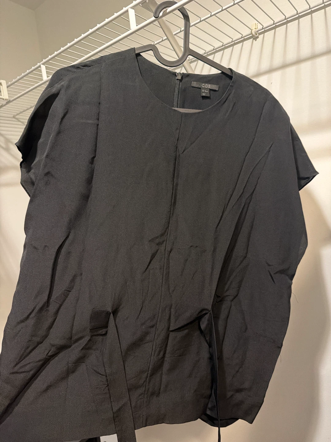 COS 100% Silk Black Wrap Around Shirt - photo 2