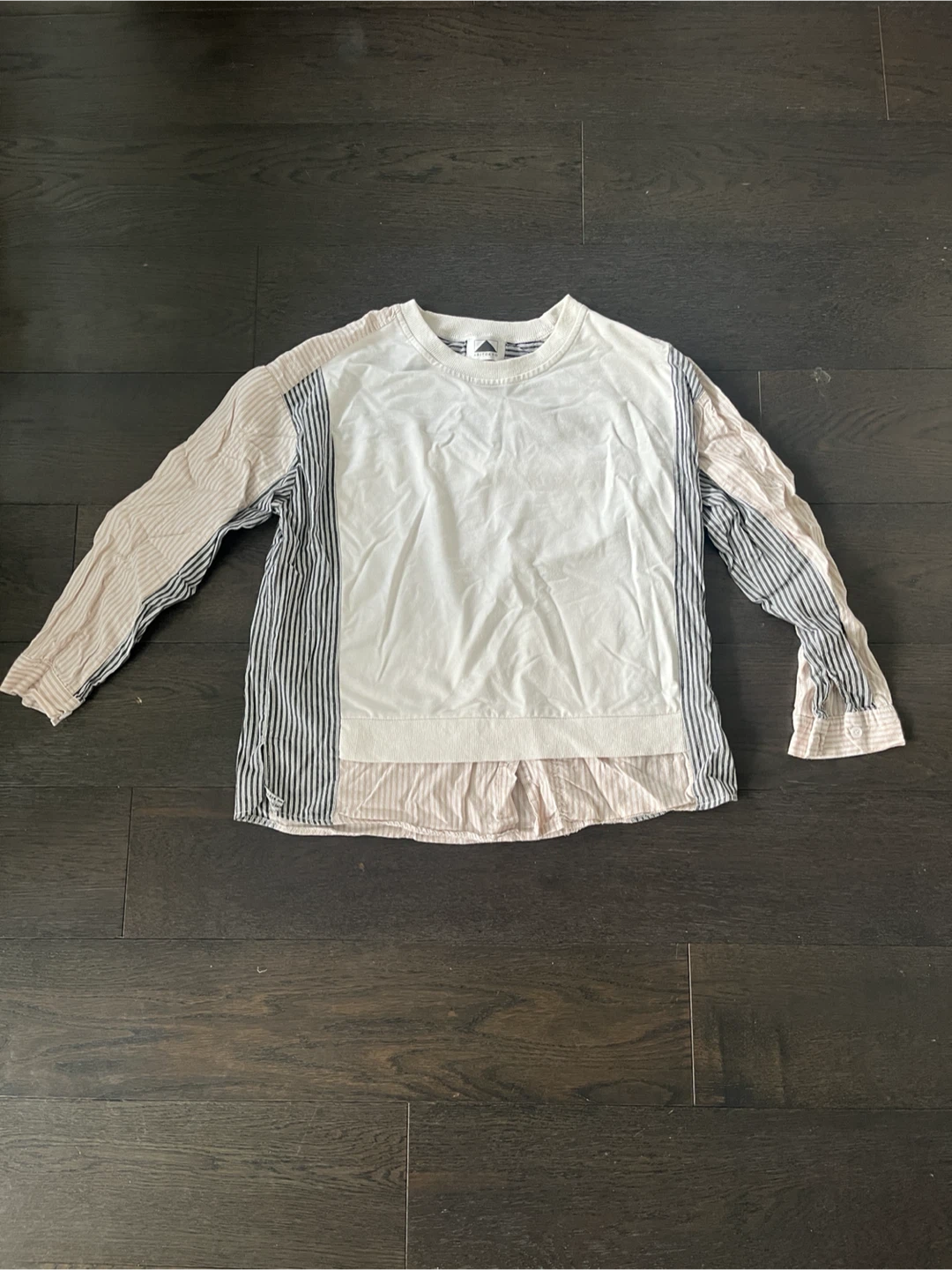 White Patchwork Long Sleeve Top