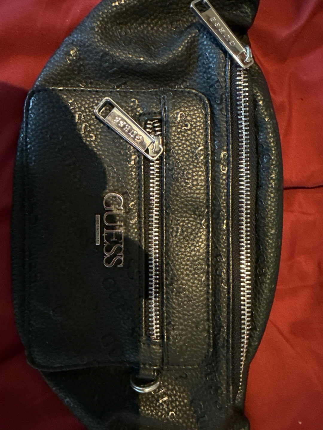 Guess Black Faux Leather Fanny Pack