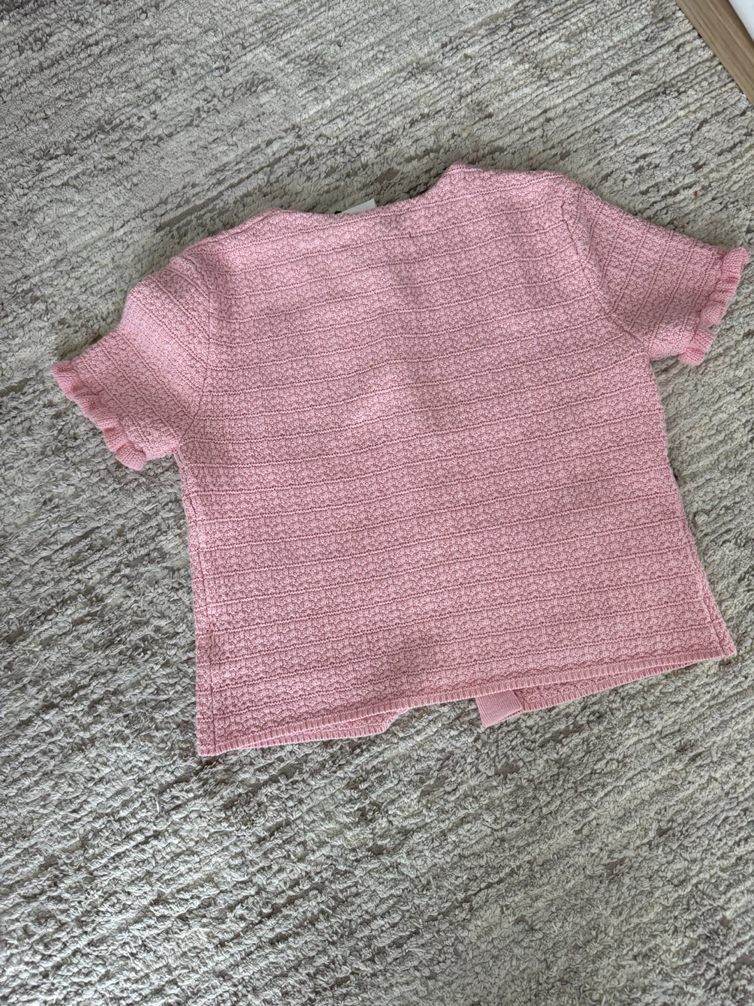 Pink Tweed Cropped Cardigan - Size S - photo 2