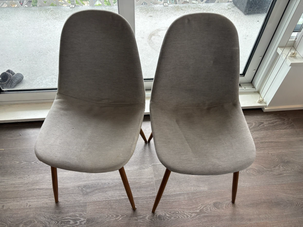 Set of 2 Grey Upholstered Dining Chairs