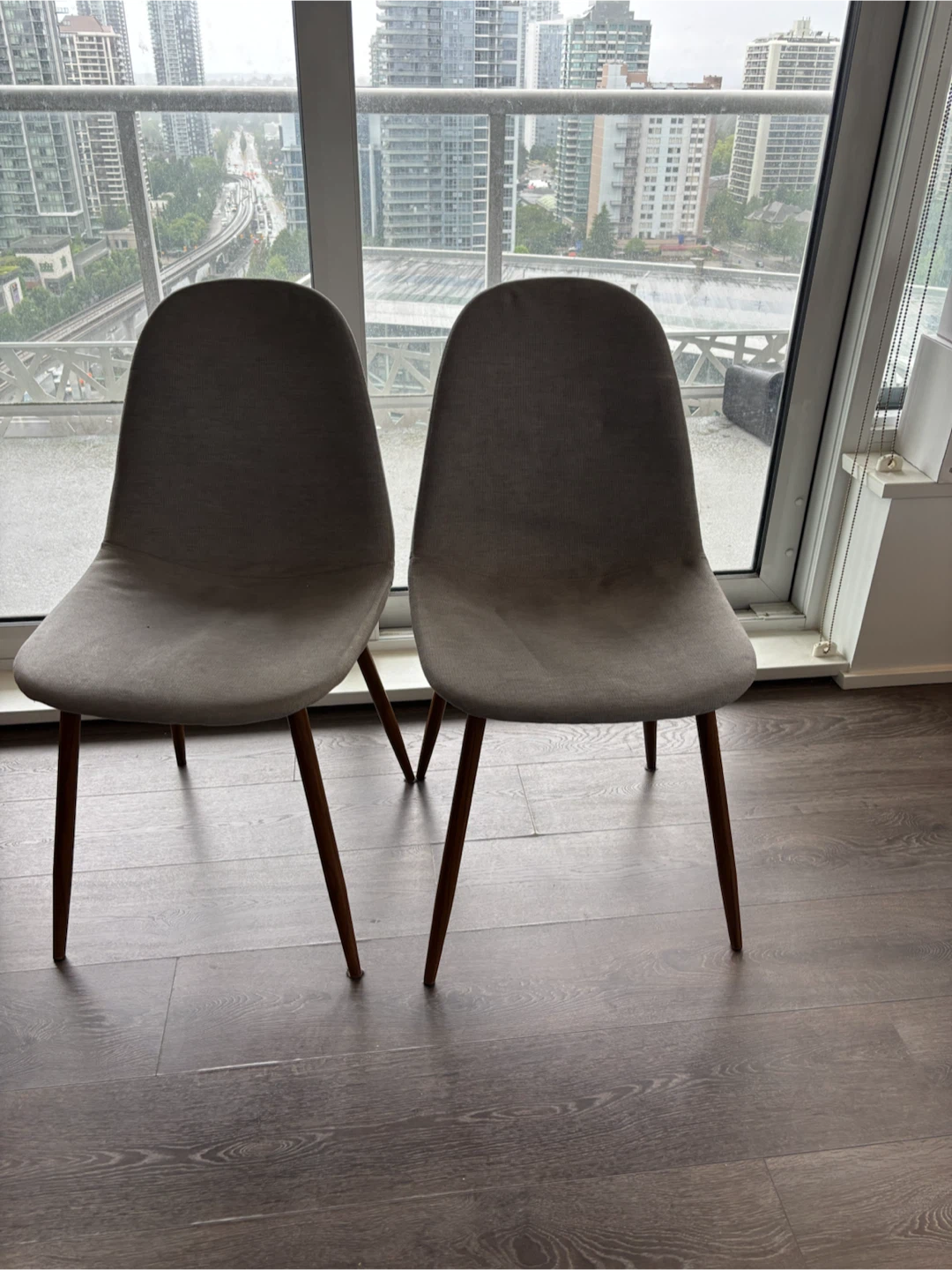 Set of 2 Grey Upholstered Dining Chairs - photo 2