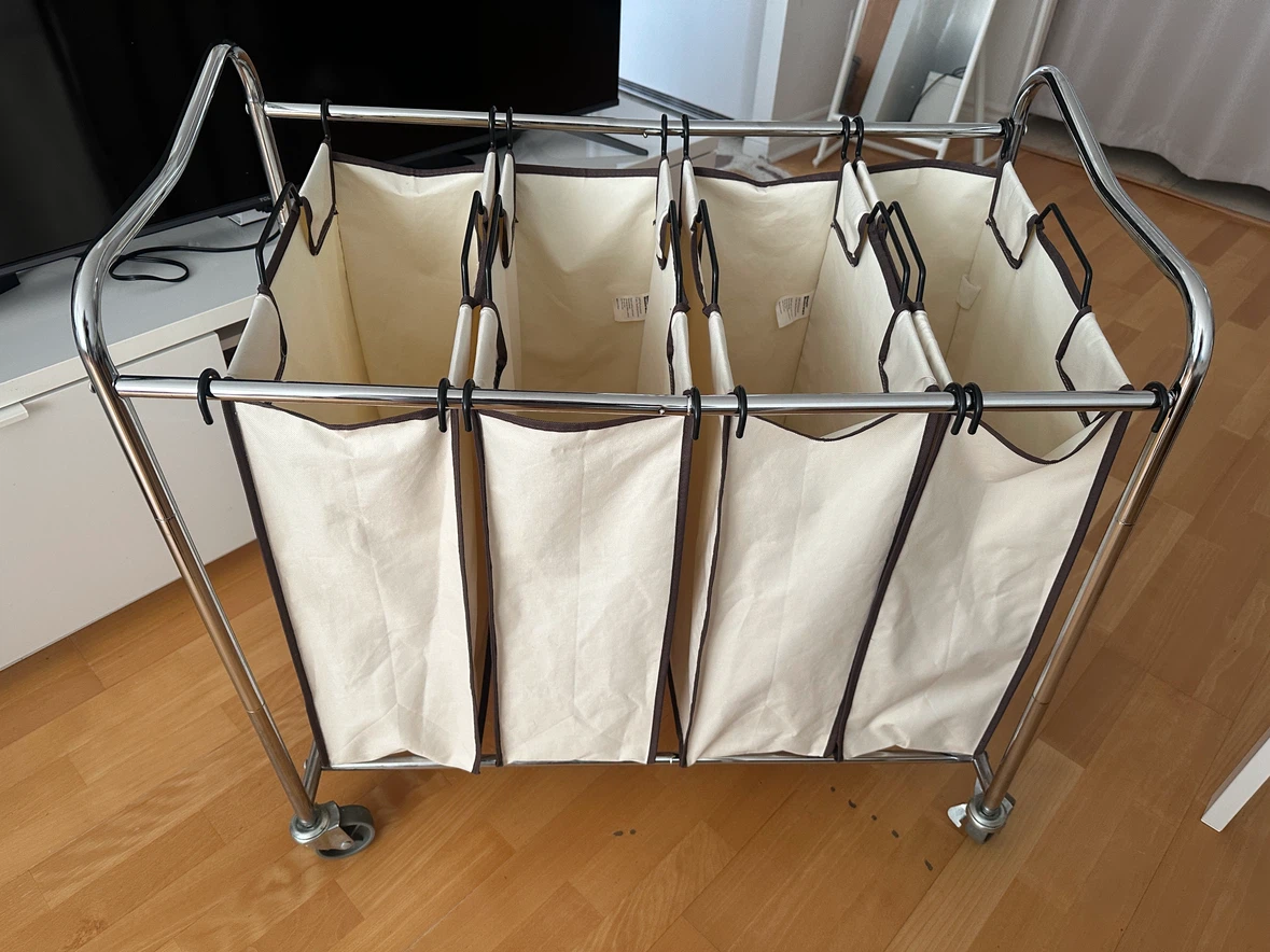 4-Section Laundry Sorter Hamper with Wheels
