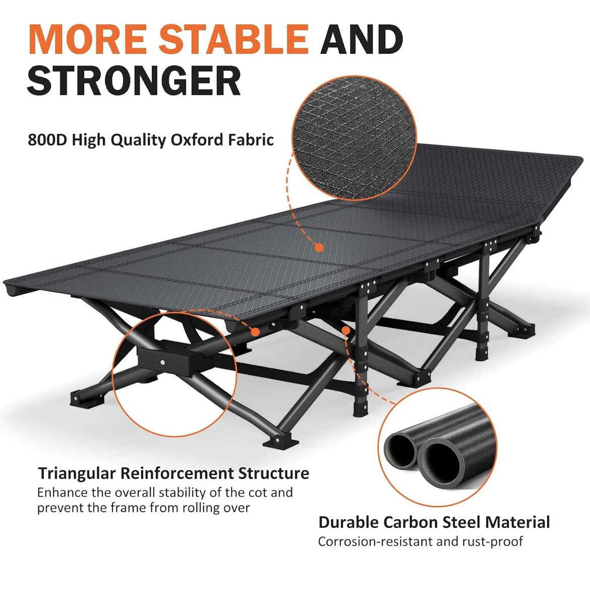Folding Camping Cot with Removable Mattress - photo 4