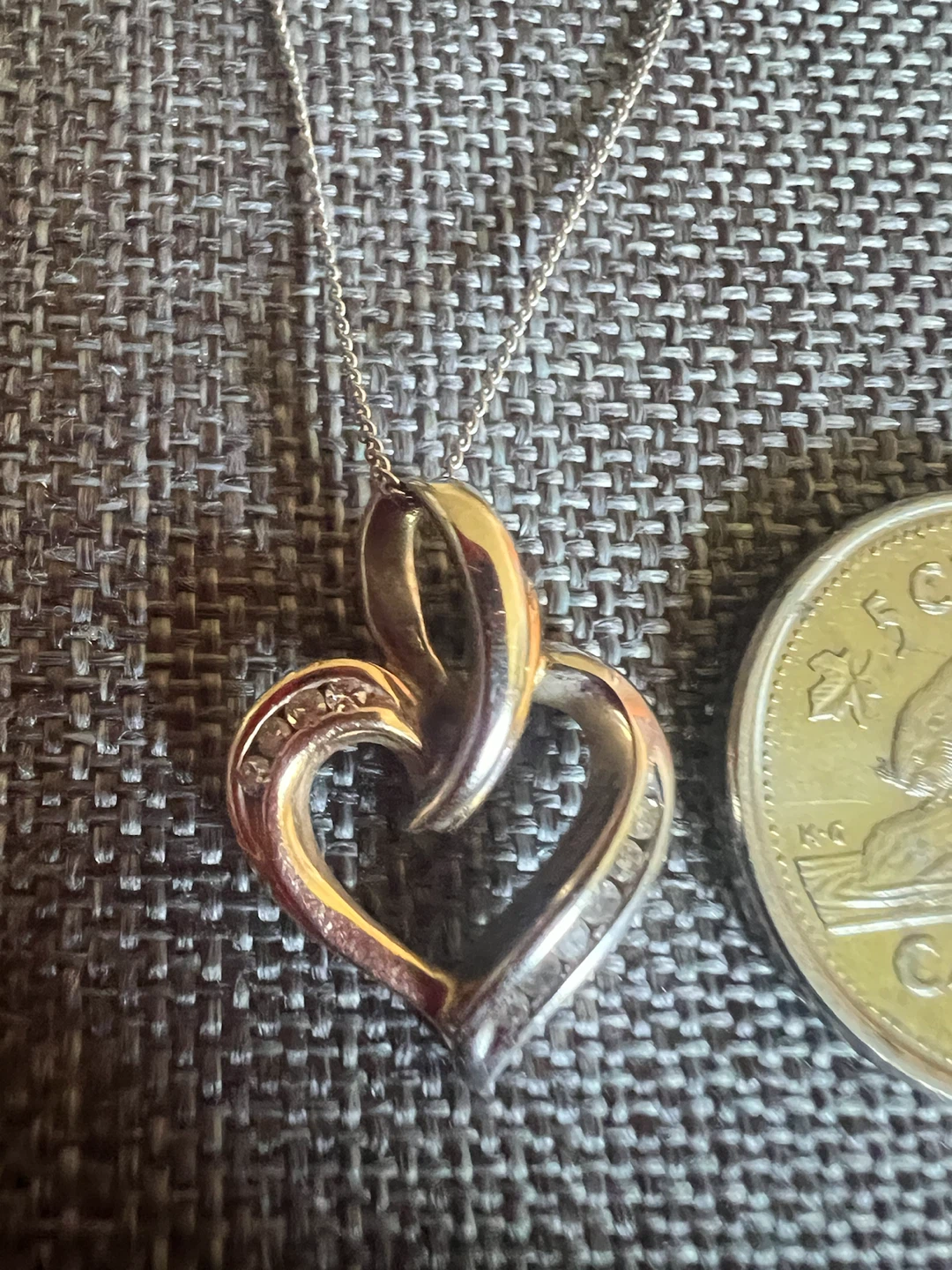 10K Gold Heart Pendant Necklace with Diamonds